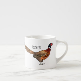 Ringhalsfazant vogel cartoon illustratie espresso kop