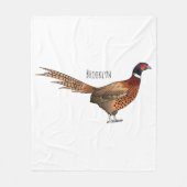 Ringhalsfazant vogel cartoon illustratie fleece deken (Voorkant)