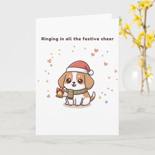 Ringing in All the Festive Cheer Cute Puchi Dōsh Kaart (Gele Bloem)