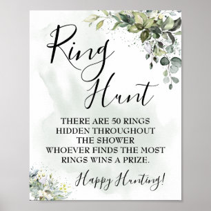 Ringjacht Eucalyptus greenery succulent game sign Poster