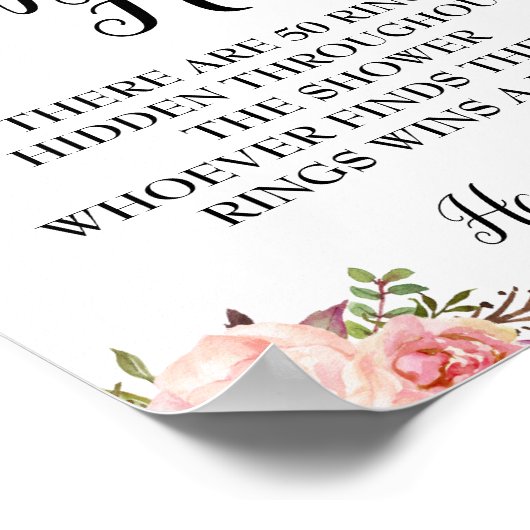 Ringjacht Vrijgezellenfeest roze florale bruiloft Poster (Hoek)