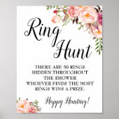 Ringjacht Vrijgezellenfeest roze florale bruiloft Poster (Voorkant)