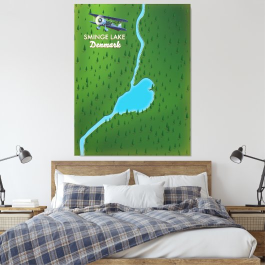 Ringkaart voor kleinere meren Denemarken Canvas Afdruk (Insitu (Slaapkamer))