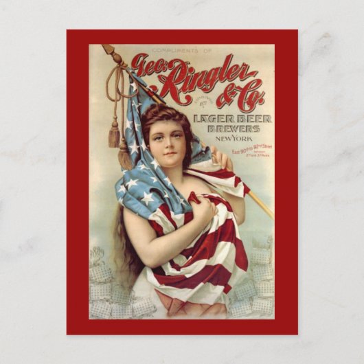 Ringler en Co Lager Beers Vintage Americana Briefkaart (Voorkant)