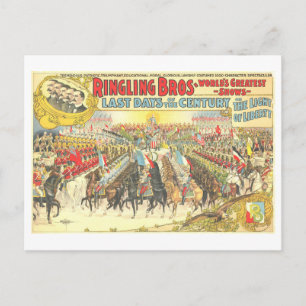 ringling broers circus en lithografie briefkaart