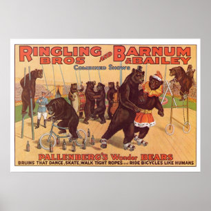 Ringling Bros. Wonder Beren Advertisement 1920's Poster