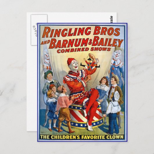 Ringling Brothers & Barnum & Bailey Clowns Briefkaart (Voorkant / Achterkant)