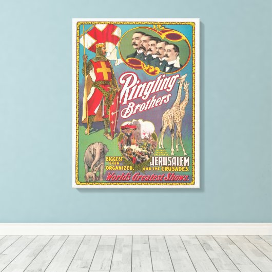 Ringling Brothers Circus Poster Canvas Afdruk (Insitu (Houten vloer))