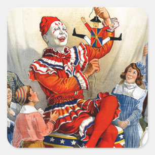 Ringling Brothers Clown Circus Poster Kinder Vierkante Sticker