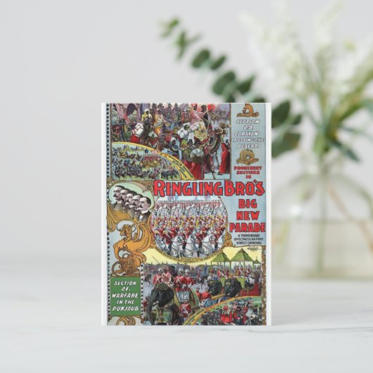 Ringling Brothers Parade Secties 1899 Retro Theat Briefkaart (Staand voorkant)