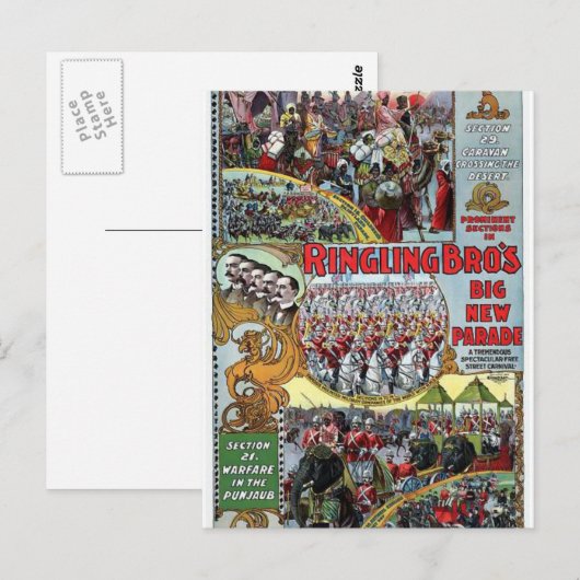 Ringling Brothers Parade Secties 1899 Retro Theat Briefkaart (Voorkant / Achterkant)
