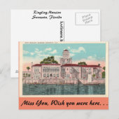 Ringling Mansion, Sarasota, Florida Briefkaart (Voorkant / Achterkant)