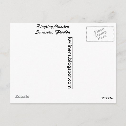 Ringling Mansion, Sarasota, Florida Briefkaart (Achterkant)