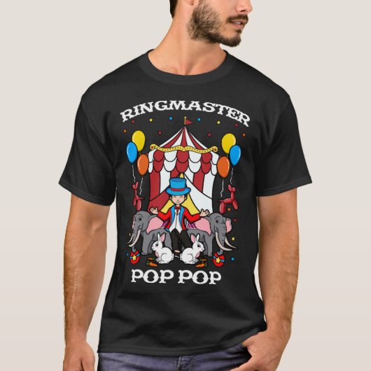Ringmaster Pop Pop Circus Evenement Personeel Ring T-shirt (Voorkant)