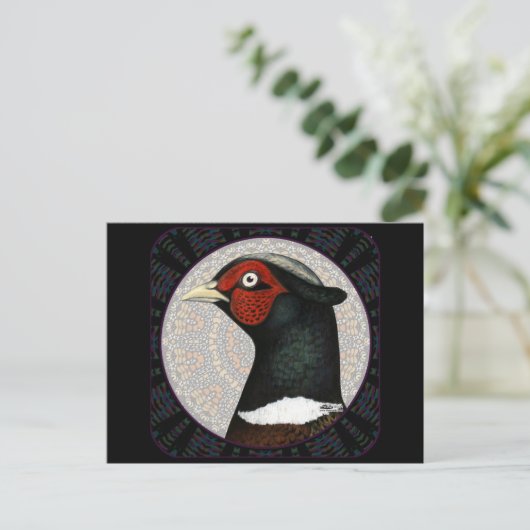 Ringnek Fasant Cirkel Briefkaart (Staand voorkant)