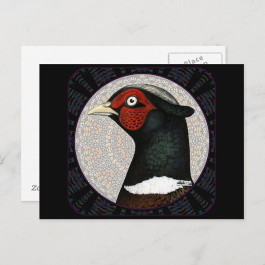 Ringnek Fasant Cirkel Briefkaart (Voorkant / Achterkant)