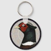 Ringnek Fasant Cirkel Sleutelhanger (Voorkant)