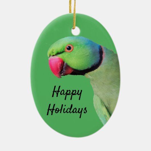 Ringnek Parrot Feestdagen Ornament (Achterkant)