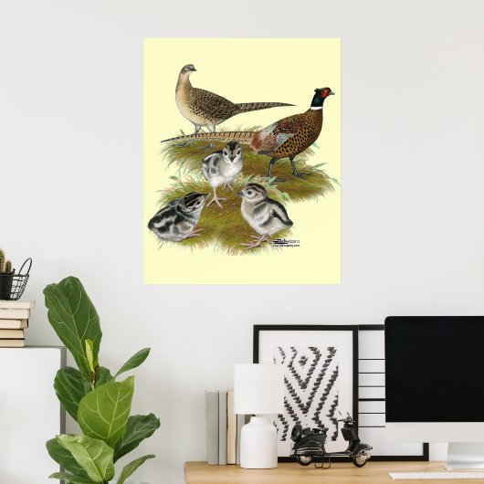 Ringnek Pheasant Familie Poster (Thuiskantoor)
