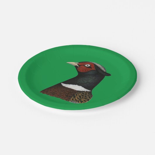 Ringnek Pheasant Head Papieren Bordje (Gekanteld)