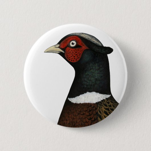 Ringnek Pheasant Head Ronde Button 5,7 Cm (Voorkant)
