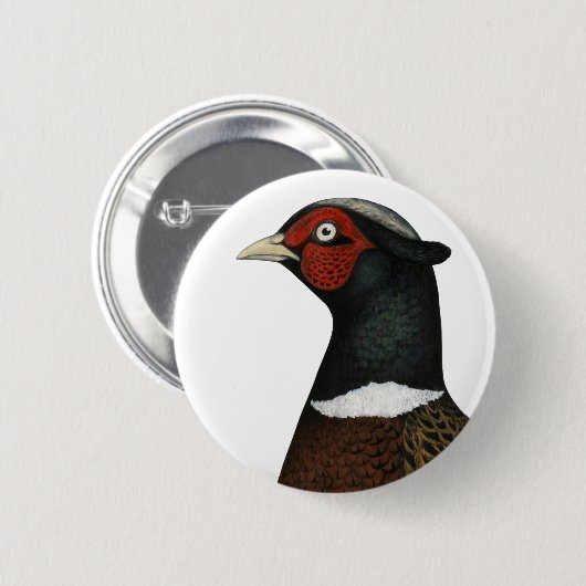 Ringnek Pheasant Head Ronde Button 5,7 Cm (Voorkant /achterkant)