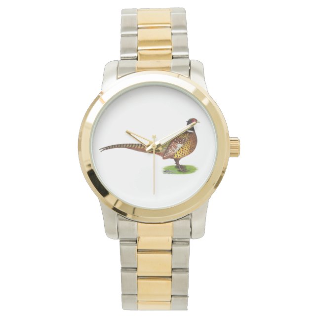 Ringnek Pheasant Rooster Horloge (Voorkant)