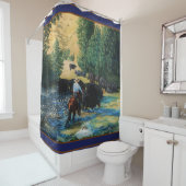 Ringpaard, Angus-rundveestapel op de rivier - met  Douchegordijn (In situ)