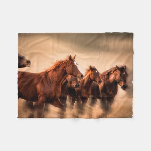 Ringpaarden Fleece Deken (Voorkant (Horizontaal))
