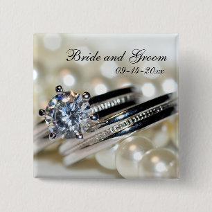 Rings en White Pearls Wedding Vierkante Button 5,1 Cm
