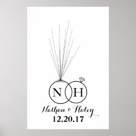 Rings Initiaal ballon Thumbprint Weddenschap Poster