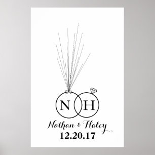 Rings Initiaal ballon Thumbprint Weddenschap Poster