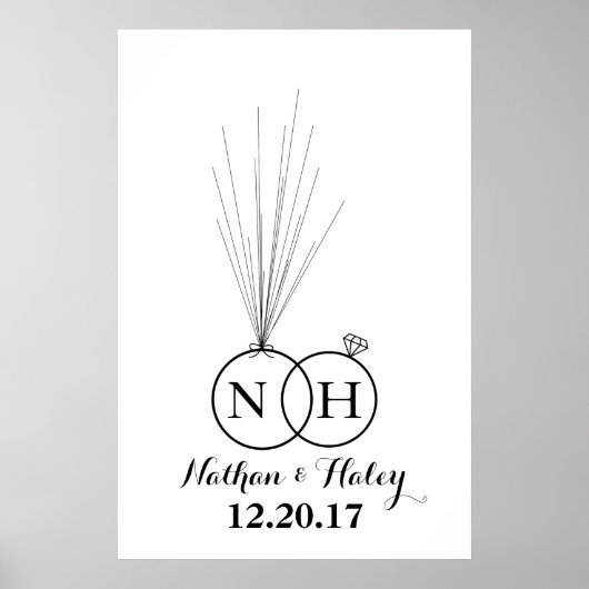 Rings Initiaal ballon Thumbprint Weddenschap Poster (Voorkant)