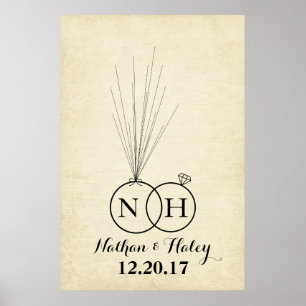 Rings Initiaal ballon Thumbprint Weddenschap Poster