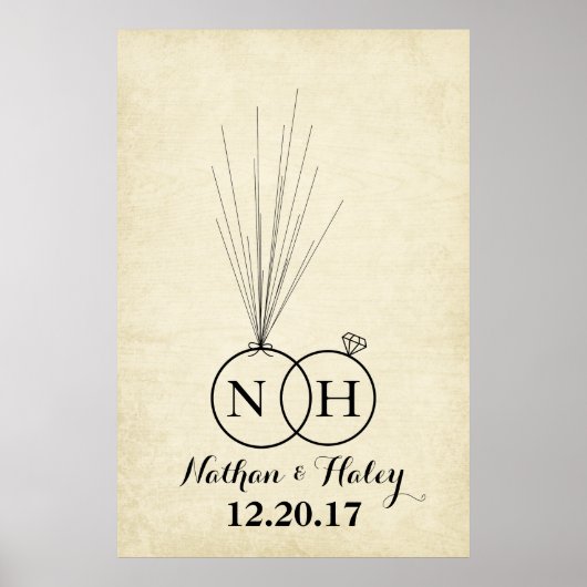Rings Initiaal ballon Thumbprint Weddenschap Poster (Voorkant)