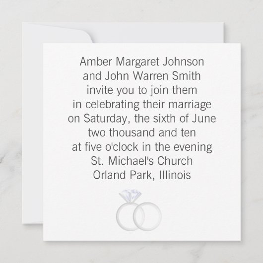 Rings-uitzending van diamanten over het huwelijk ( kaart (Achterkant)