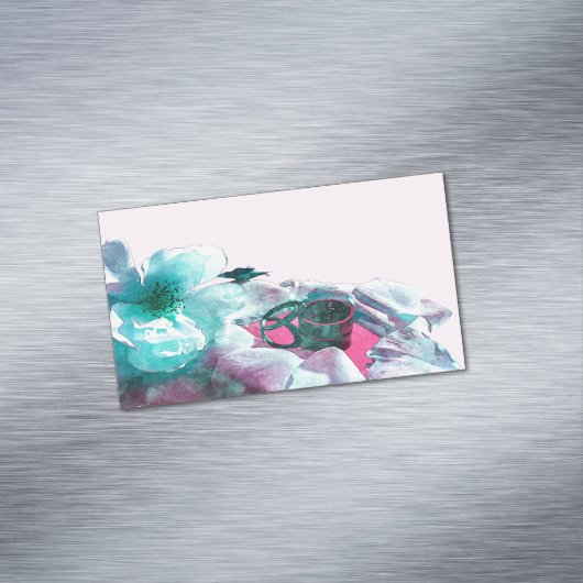 Rings with white rose petals magnetisch visitekaartje (Voorbeeld)