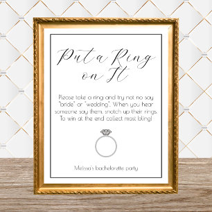 Ringspel Bachelorette Party Elegant Minimalist Poster