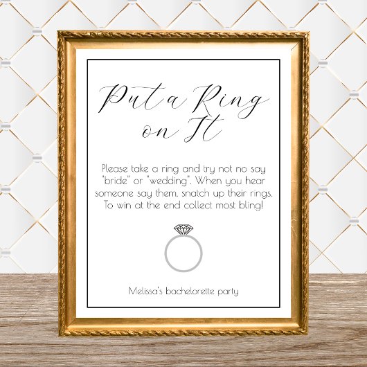 Ringspel Bachelorette Party Elegant Minimalist Poster