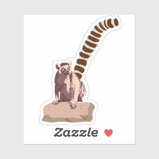 Ringstaart Lemur Zittende Sticker (Vel)
