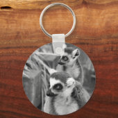 Ringstaartlemur met baby, zwart-wit sleutelhanger (Voorkant)