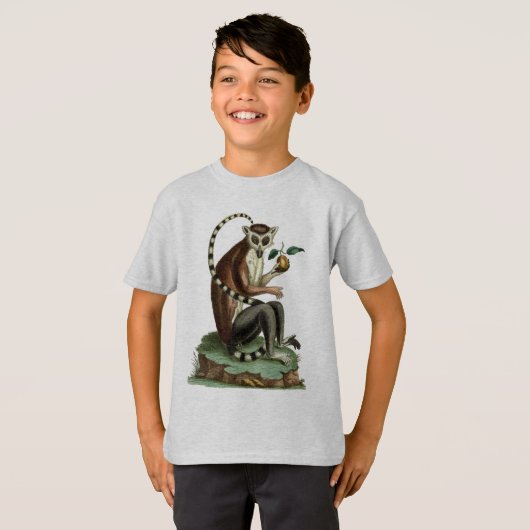 Ringstaartlemur T-shirt: 1780 zoölogie illustratie T-shirt (Voorkant volledig)