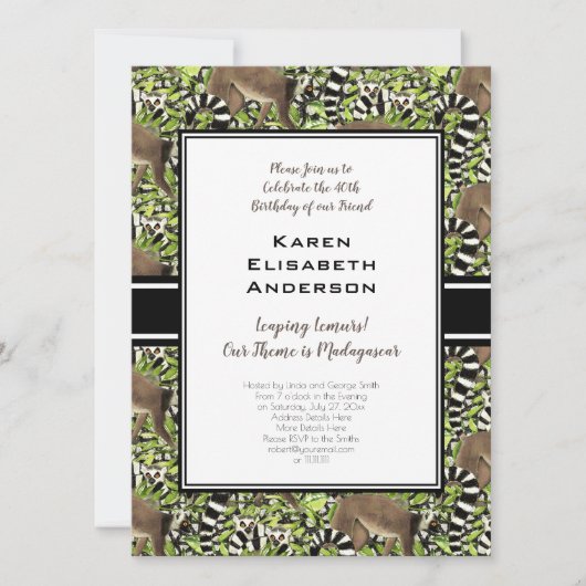 Ringstaartlemuren Madagaskar Oerwoud Party Kaart (Voorkant)