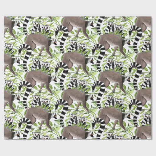 Ringstaartlemuren van Madagaskar in het Oerwoud Cadeaupapier (Vlak)