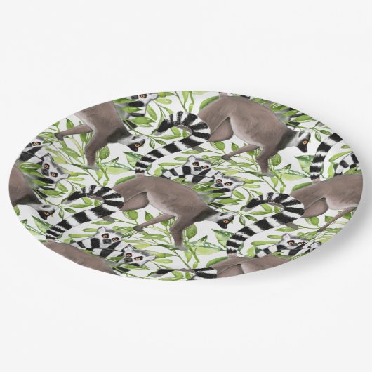 Ringstaartlemuren van Madagaskar in het Oerwoud Papieren Bordje (Gekanteld)