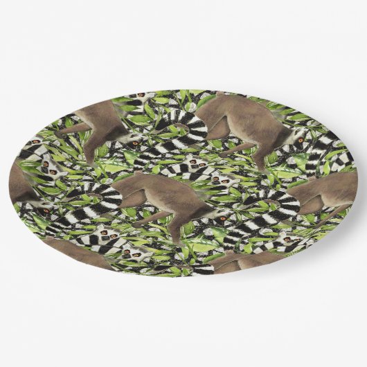 Ringstaartlemuren van Madagaskar in het Oerwoud Papieren Bordje (Gekanteld)