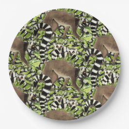 Ringstaartlemuren van Madagaskar in het Oerwoud Papieren Bordje