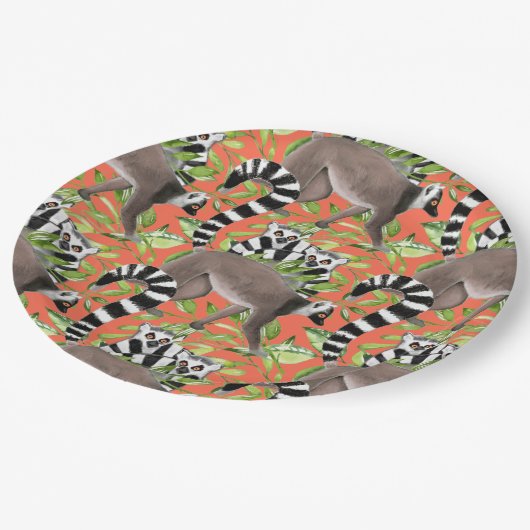 Ringstaartlemuren van Madagaskar in het Oerwoud Papieren Bordje (Gekanteld)