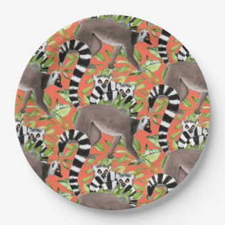 Ringstaartlemuren van Madagaskar in het Oerwoud Papieren Bordje