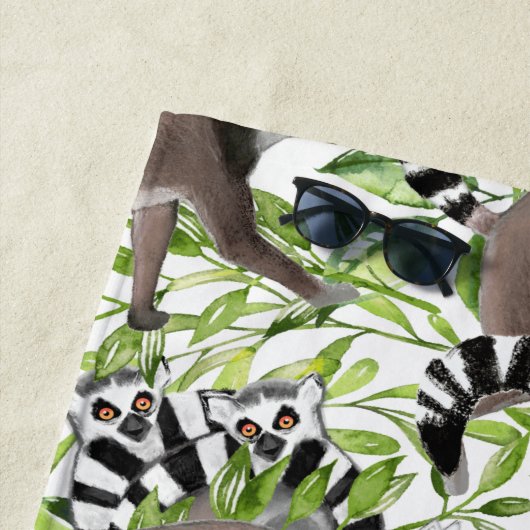 Ringstaartlemuren van Madagaskar Tropisch Oerwoud Strandlaken (In situ)